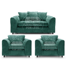 (Teal, 2 Seater + 2 x Armchair) Monaco Chenille Fabric Sofa Set Range