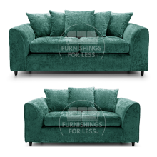 (Teal, 3 & 2 Seater) Monaco Chenille Fabric Sofa Set Range