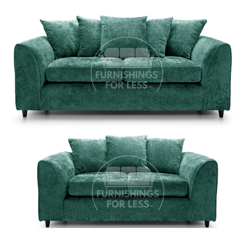 (Teal, 3 & 2 Seater) Monaco Chenille Fabric Sofa Set Range