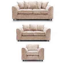 (Beige, 3 & 2 Seater + Armchair) Monaco Chenille Fabric Sofa Set Range