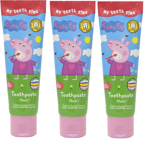Hasbro Hasbro Peppa Pig Bubblegum Children's Fluoride Toothpaste 75ml (x3 Tubes)