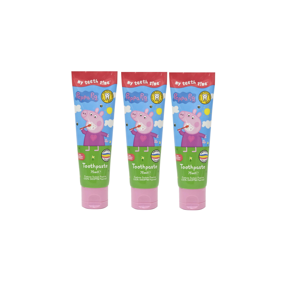 Hasbro Peppa Pig Bubblegum Children's Fluoride Toothpaste 75ml (x3 Tubes)