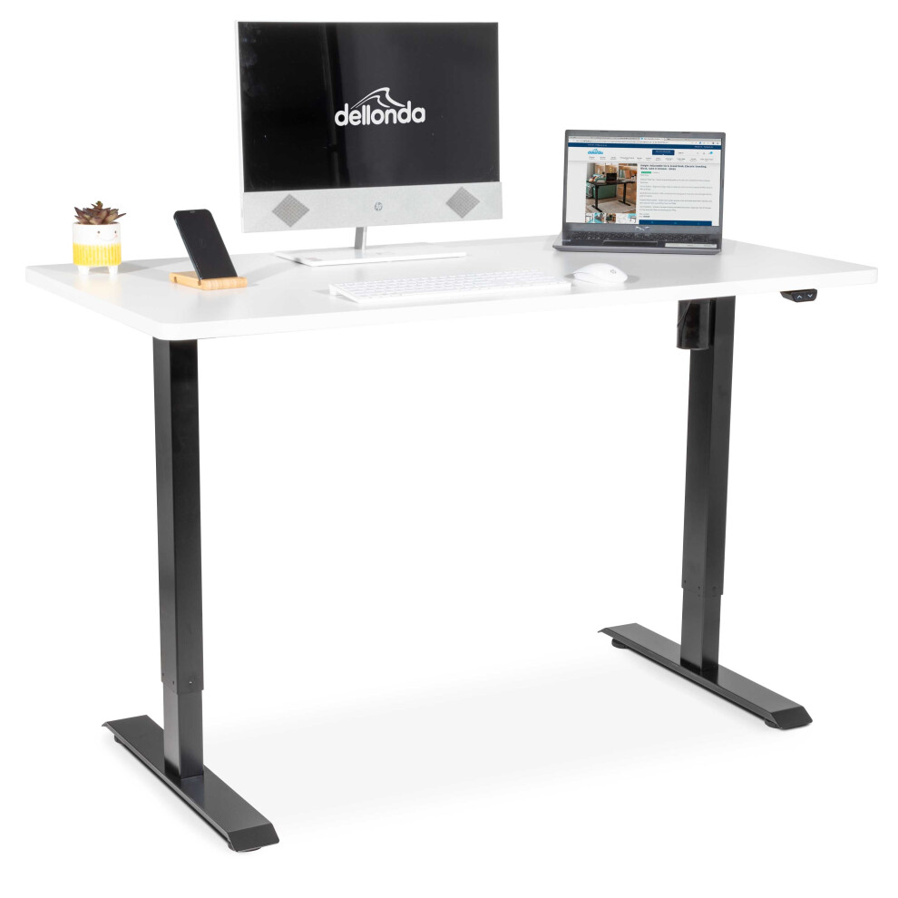 White Electric Height Adjustable Standing Desk, Quiet, Home Office, 1400x700mm - DH36