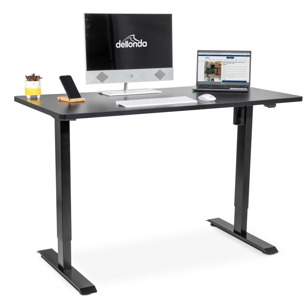 Black Electric Height Adjustable Standing Desk, Quiet, Home Office, 1400x700mm - DH38