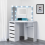 Corner Dressing Table with 3 Mirrors Stool LED Bulbs 5 Drawers 7