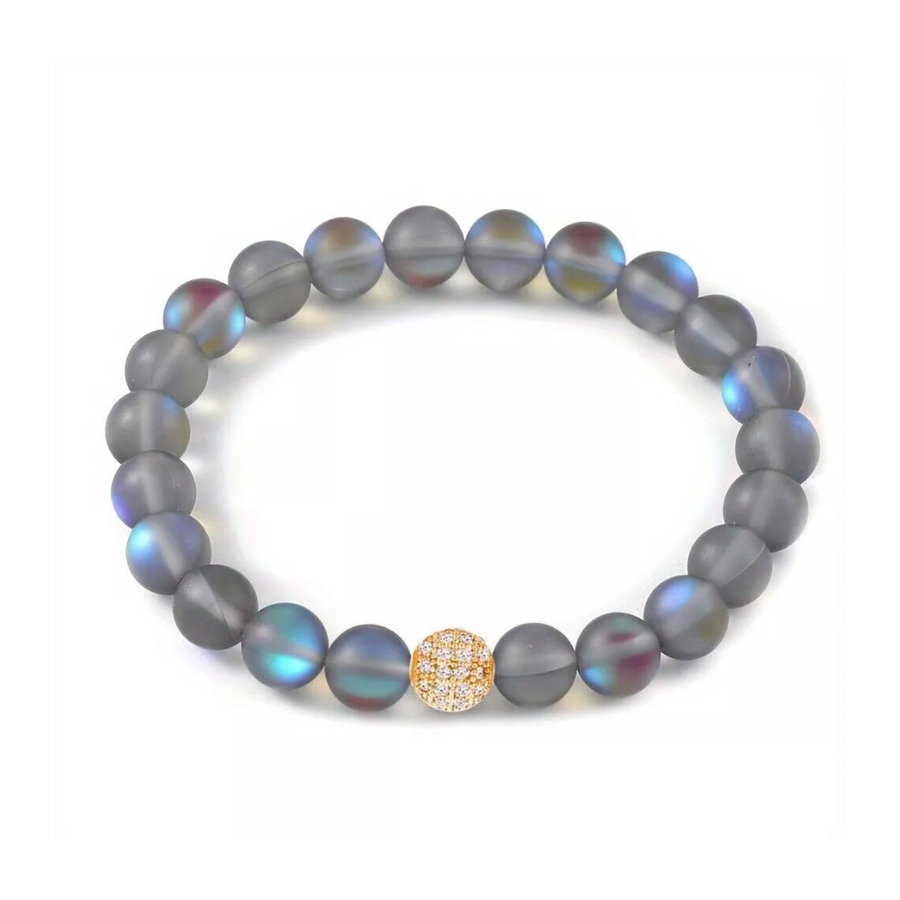 8 MM Moonstone Beaded Stretch Bracelets Crystal Beads For Ladies Women