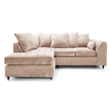 (Beige, 4 Seater Left Hand Facing Corner) Monaco Chenille Fabric Corner Sofa Range