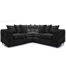 (Black, 5 Seater Symmetrical Corner) Monaco Chenille Fabric Corner Sofa Range
