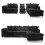 (Black, 5 Seater Right Hand Facing Corner) Monaco Chenille Fabric Corner Sofa Range 1