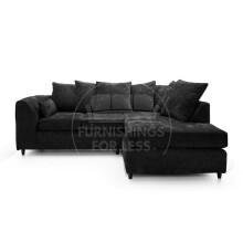 (Black, 4 Seater Right Hand Facing Corner) Monaco Chenille Fabric Corner Sofa Range