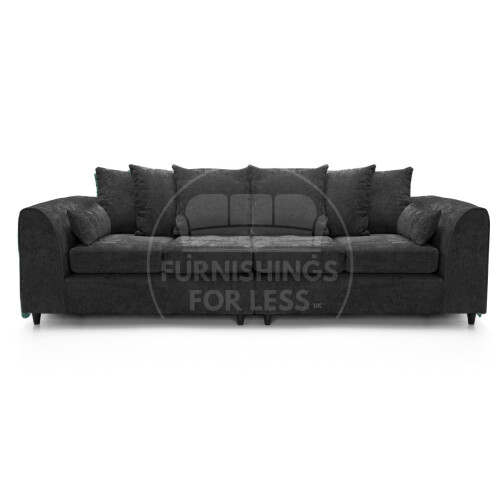 (Black, 4 Seater Sofa) Monaco Chenille Fabric Corner Sofa Range