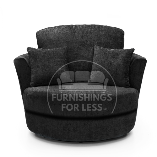 (Black, Swivel Chair) Monaco Chenille Fabric Corner Sofa Range