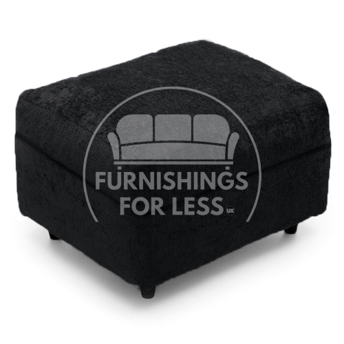 (Black, Footstool) Monaco Chenille Fabric Corner Sofa Range