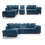 (Blue, 5 Seater Left Hand Facing Corner) Monaco Chenille Fabric Corner Sofa Range 1
