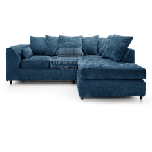 (Blue, 4 Seater Right Hand Facing Corner) Monaco Chenille Fabric Corner Sofa Range