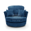 (Blue, Swivel Chair) Monaco Chenille Fabric Corner Sofa Range 1