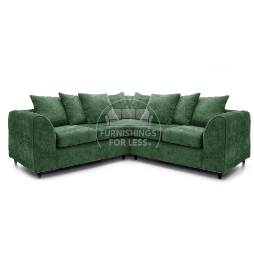 (Green, 5 Seater Symmetrical Corner) Monaco Chenille Fabric Corner Sofa Range