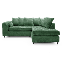 (Green, 4 Seater Right Hand Facing Corner) Monaco Chenille Fabric Corner Sofa Range
