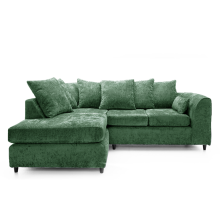 (Green, 4 Seater Left Hand Facing Corner) Monaco Chenille Fabric Corner Sofa Range