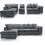(Grey, 5 Seater Left Hand Facing Corner) Monaco Chenille Fabric Corner Sofa Range 1