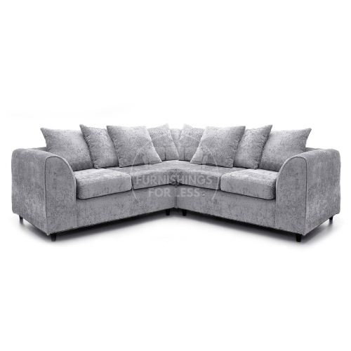 (Light Grey, 5 Seater Symmetrical Corner) Monaco Chenille Fabric Corner Sofa Range