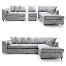 (Light Grey, 5 Seater Right Hand Facing Corner) Monaco Chenille Fabric Corner Sofa Range