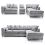 (Light Grey, 5 Seater Right Hand Facing Corner) Monaco Chenille Fabric Corner Sofa Range 1