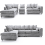 (Light Grey, 5 Seater Left Hand Facing Corner) Monaco Chenille Fabric Corner Sofa Range 1