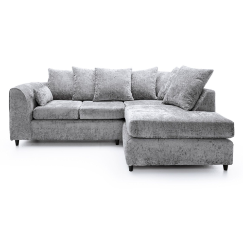 (Light Grey, 4 Seater Right Hand Facing Corner) Monaco Chenille Fabric Corner Sofa Range