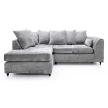 (Light Grey, 4 Seater Left Hand Facing Corner) Monaco Chenille Fabric Corner Sofa Range