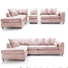 (Pink, 5 Seater Left Hand Facing Corner) Monaco Chenille Fabric Corner Sofa Range