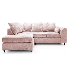 (Pink, 4 Seater Left Hand Facing Corner) Monaco Chenille Fabric Corner Sofa Range