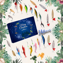 (1set) 24 Days of Fishing Joy: Festive Fishing Calendar for 2024 - 24 Fishing Lures for 24 Days of Christmas