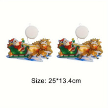 (Reindeer Santa, 2pcs) 2Pcs Festive Christmas Window Hanging LED Fairy Lights - Battery Operated, No Batteries Included
