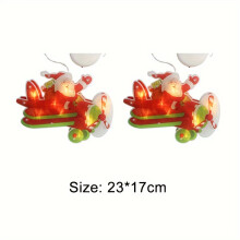 (Flying Santa, 2pcs) 2Pcs Festive Christmas Window Hanging LED Fairy Lights - Battery Operated, No Batteries Included
