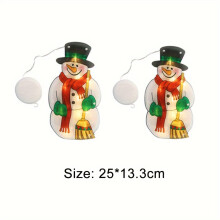 (Snowman, 2pcs) 2Pcs Festive Christmas Window Hanging LED Fairy Lights - Battery Operated, No Batteries Included
