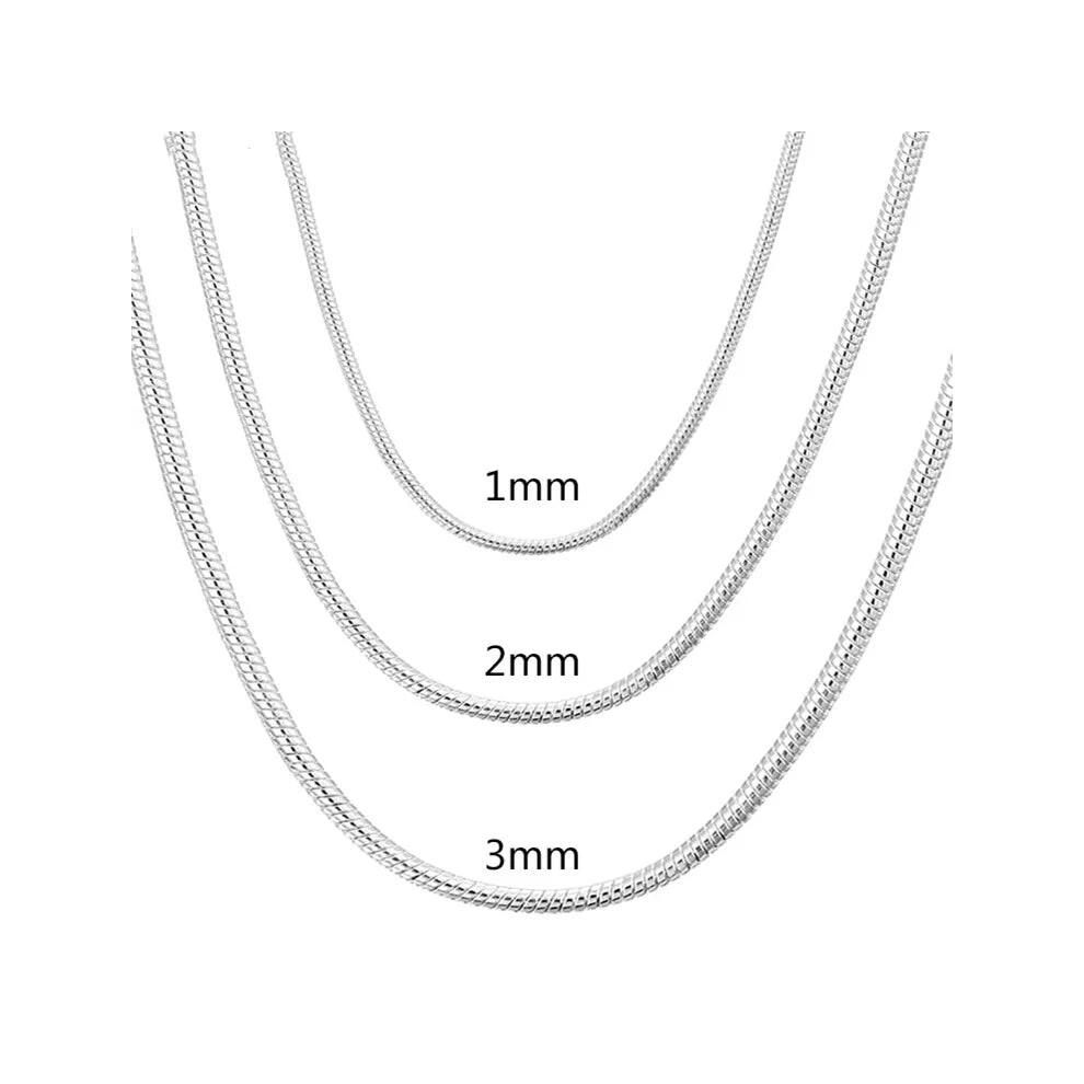 (2MM, 40CM 16inch) 925 Sterling Silver Solid Snake Chain Necklace For Mens Womens