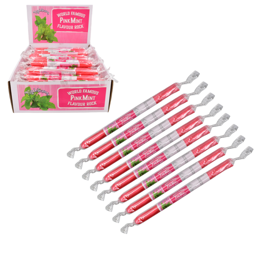 15 World Famous Pink Mint Flavour Sticks Of Rock