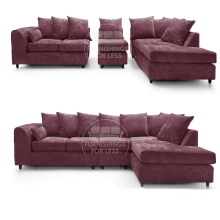 (Purple, 5 Seater Right Hand Facing Corner) Monaco Chenille Fabric Corner Sofa Range