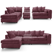 (Purple, 5 Seater Left Hand Facing Corner) Monaco Chenille Fabric Corner Sofa Range