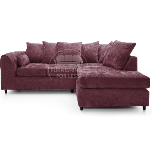 (Purple, 4 Seater Right Hand Facing Corner) Monaco Chenille Fabric Corner Sofa Range