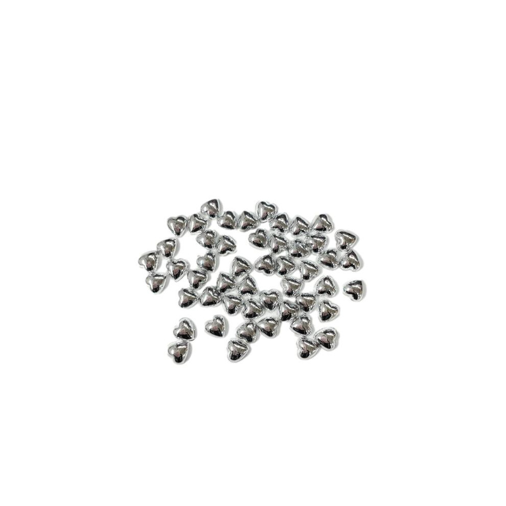 50pcs Flat Backed Metallic Silver Pearl Heart Shaped Bead Embellishments for Crafting-image-OPC-PFD8XBS-NEW