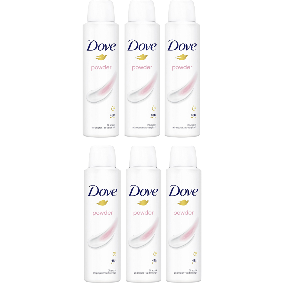 Dove Powder Anti-Perspirant Deodorant 48Hr Protection Spray 6 x 150ml