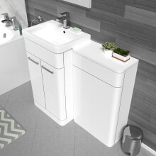 Nes Home White 1000mm Freestanding Cabinet Ceramic Basin & WC Unit