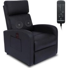 Modern Black PU Leather Recliner Massage Chair w/ Remote Control