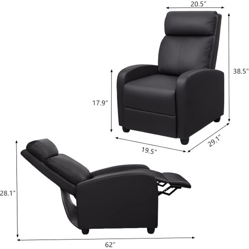 Modern Black PU Leather Recliner Massage Chair w/ Remote Control 2