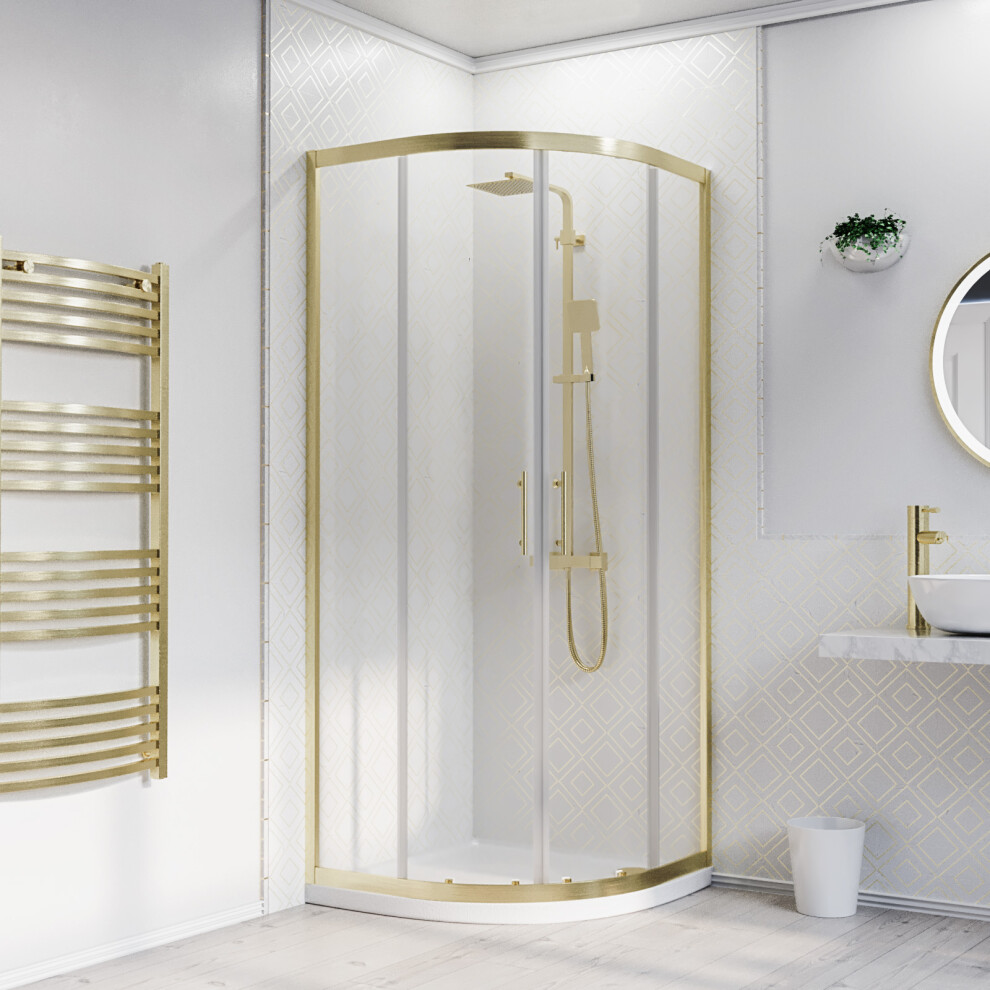 Nes Home 800 x 1850mm Quadrant Corner Shower Enclosure Brushed Brass