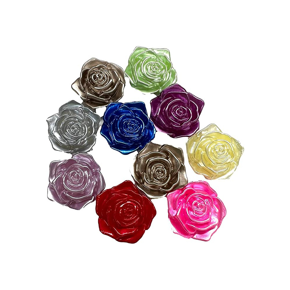 10pcs Kawaii Rose Flower Assorted Colours Flatback Resin Embellishments Cabochon for Crafting-image-OPC-PFD8XZV-NEW