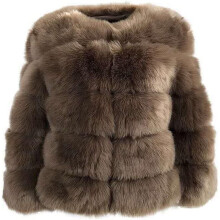 (L, Coffee) Women's Faux Fur Coat Short Artificial Fur Overcoat Solid Thick Outerwear Shaggy Parka Cardigan Jacket
