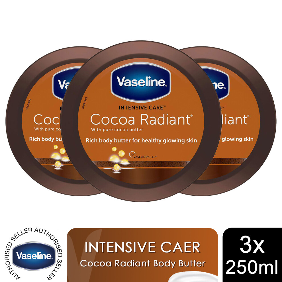 Vaseline Jelly Intensive Care Cocoa Radiant Moisture Rich 250Ml, 3Pk